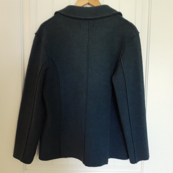 cut loose Boiled Wool Button Front Pocket Blazer Blue Size L - Picture 2 of 12
